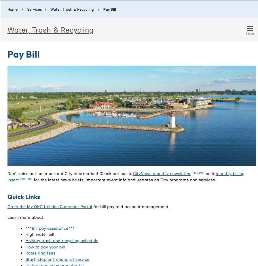 OKC water bill pay online screenshot guide for My OKC Utilities and Oklahoma City utility billing